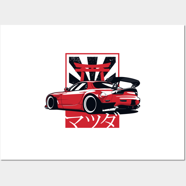 Red RX7 Widebody Wall Art by KaroCars